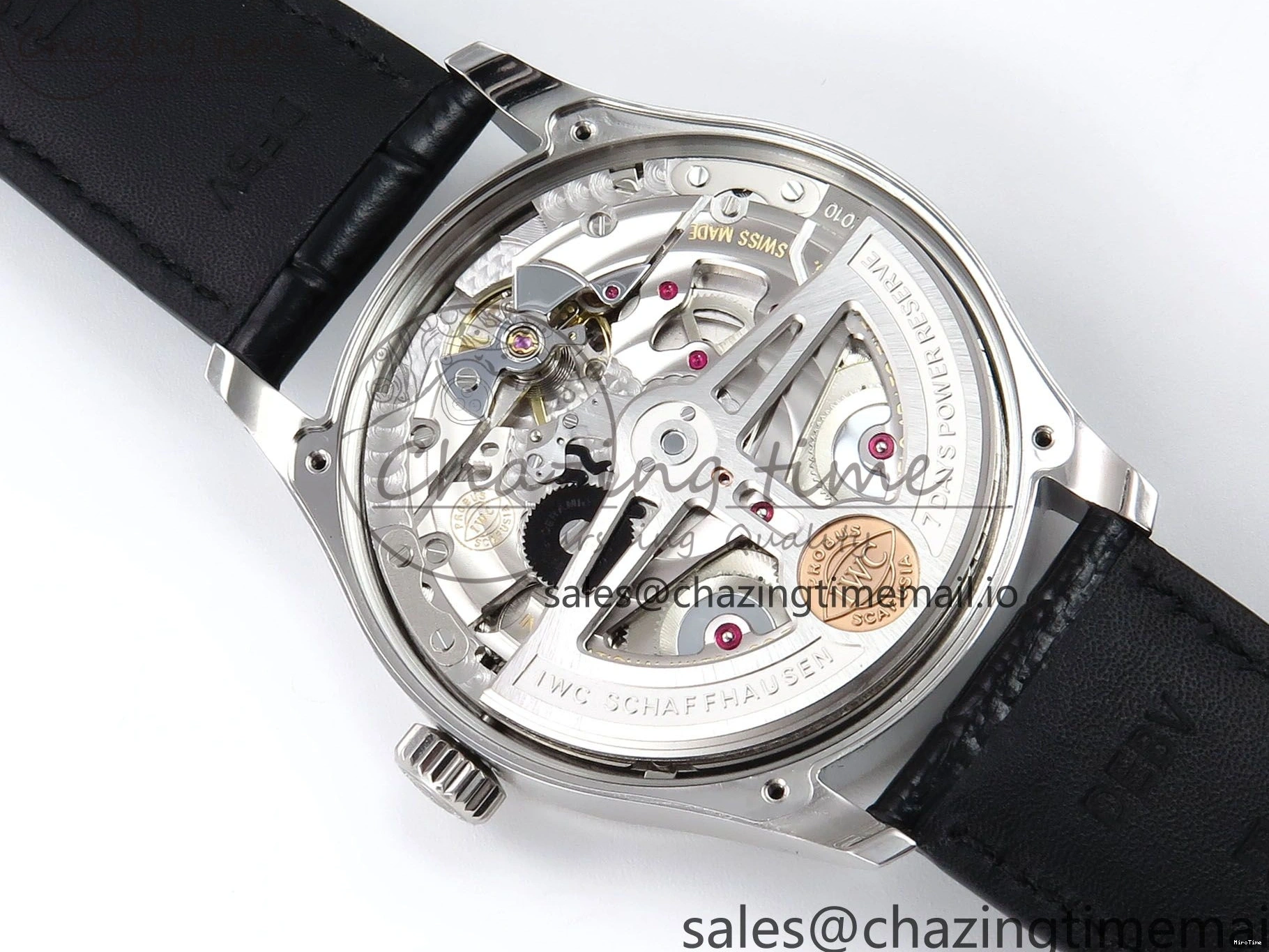 MIROTIME 0214 OnTrend Portugieser Automatic 42mm SS APSF 1:1 Best Edition White RG Dial on Black Leather Strap A 7010